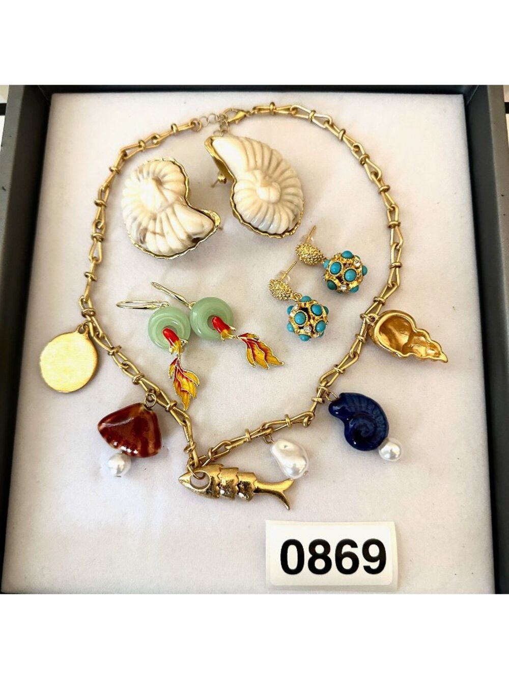 Costume Jewelry Lot Necklaces Pierced Earrings Necklace Sea Beach Theme
